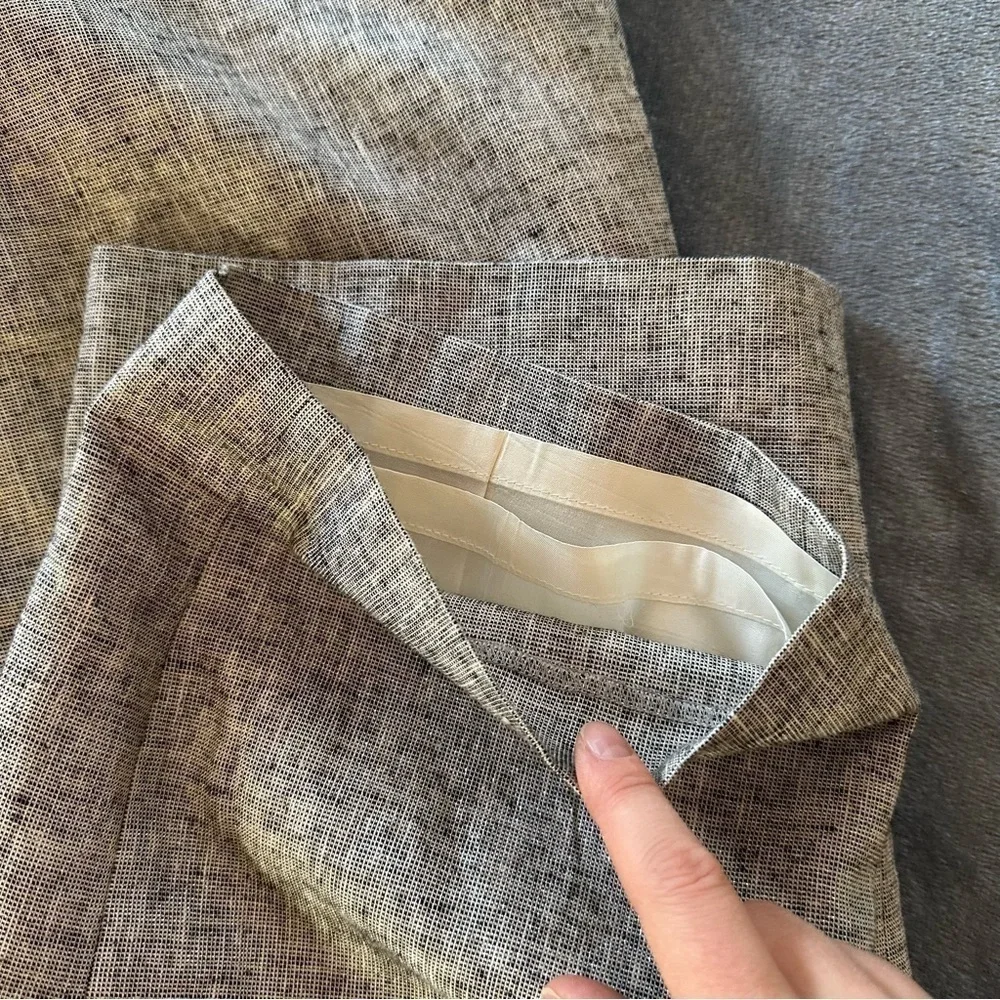 NWOT ANN TAYLOR Marled Gray Shimmer Linen Blend Straight Crop Pants Size 14